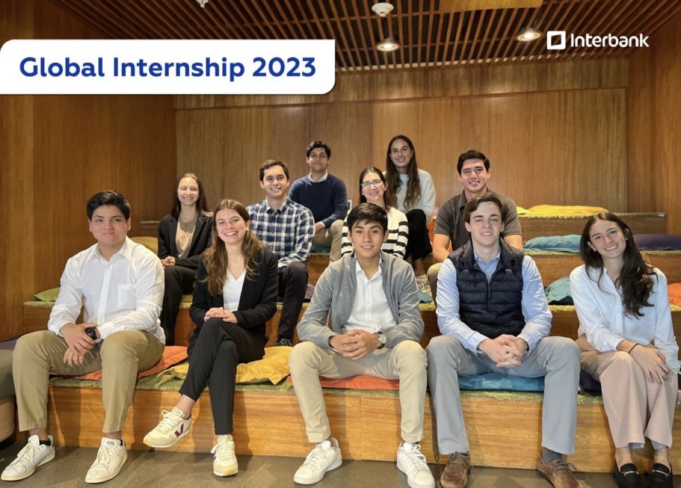 Marcelo Moreno with fellow interns on his first day at Interbank
